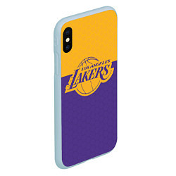 Чехол iPhone XS Max матовый LAKERS LINE HEXAGON SPORT, цвет: 3D-голубой — фото 2