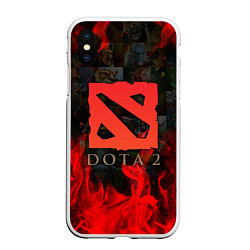 Чехол iPhone XS Max матовый DOTA 2 ЛОГО В ОГНЕ, ПЕРСОНАЖИ, цвет: 3D-белый