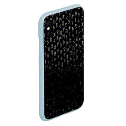 Чехол iPhone XS Max матовый МЕТАЛЛИЧЕСКИЕ РУНЫ, БРЫЗГИ КРАСОК, цвет: 3D-голубой — фото 2