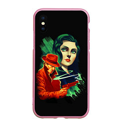 Чехол iPhone XS Max матовый Элизабет и детектив Букер, цвет: 3D-розовый