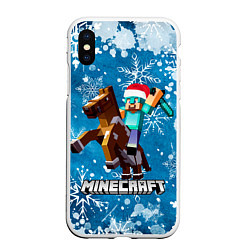 Чехол iPhone XS Max матовый МАЙНКРАФТ НОВОГОДНИЙ, MINECRAFT