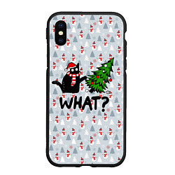 Чехол iPhone XS Max матовый WHAT CAT CHRISTMAS, цвет: 3D-черный