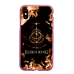 Чехол iPhone XS Max матовый Elden Ring Logo, цвет: 3D-малиновый