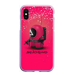Чехол iPhone XS Max матовый Among Us x Squid Game, цвет: 3D-светло-сиреневый