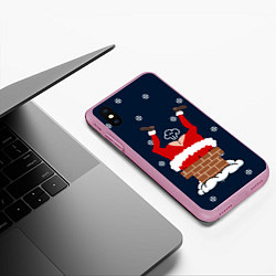 Чехол iPhone XS Max матовый САНТА КЛАУС ЗАСТРЯЛ SANTA, цвет: 3D-розовый — фото 2