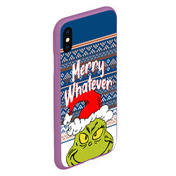 Чехол iPhone XS Max матовый MERRY WHATEVER GRINCH, цвет: 3D-фиолетовый — фото 2