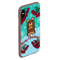 Чехол iPhone XS Max матовый Мишка и рождество, цвет: 3D-коричневый — фото 2