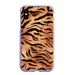 Чехол iPhone XS Max матовый Шкура тигра текстура, цвет: 3D-светло-сиреневый
