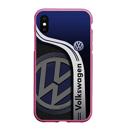 Чехол iPhone XS Max матовый Volkswagen Фольксваген, цвет: 3D-малиновый