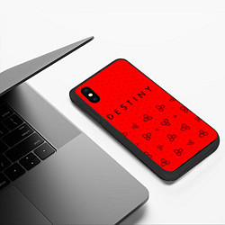 Чехол iPhone XS Max матовый ДЕСТИНИ 2 Треугольники, цвет: 3D-черный — фото 2