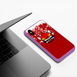 Чехол iPhone XS Max матовый Geometry Dash - Новогодние снежинки, цвет: 3D-фиолетовый — фото 2