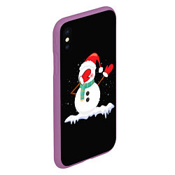 Чехол iPhone XS Max матовый Cartoon Dab Snowman, цвет: 3D-фиолетовый — фото 2
