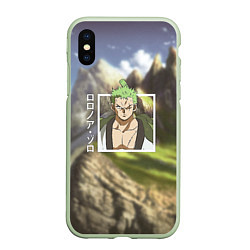 Чехол iPhone XS Max матовый Ван-Пис One Piece, Зоро Ророноа Zoro Roronoa, цвет: 3D-салатовый