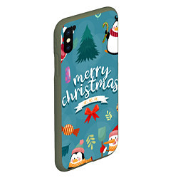 Чехол iPhone XS Max матовый Merry Christmas from Eugenia, цвет: 3D-темно-зеленый — фото 2