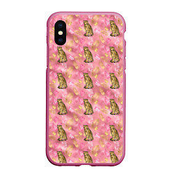Чехол iPhone XS Max матовый Золотой тигр GOLD TIGER, цвет: 3D-малиновый