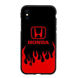 Чехол iPhone XS Max матовый HONDA, ХОНДА КРАСНЫЙ ОГОНЬ, цвет: 3D-черный