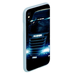 Чехол iPhone XS Max матовый SCANIA Дальнобой 2022, цвет: 3D-голубой — фото 2
