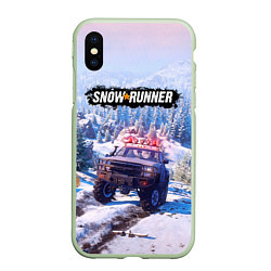 Чехол iPhone XS Max матовый SnowRunner Гонки по бездорожью, цвет: 3D-салатовый