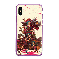 Чехол iPhone XS Max матовый ЛИГА ЛЕГЕНД JINX ARCANE, цвет: 3D-фиолетовый