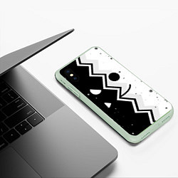 Чехол iPhone XS Max матовый НОВОГОДНИЙ GEOMETRY DASH SMILE 2022, цвет: 3D-салатовый — фото 2