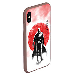 Чехол iPhone XS Max матовый Сайтама красный дым One Punch-Man, цвет: 3D-коричневый — фото 2