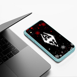 Чехол iPhone XS Max матовый НОВОГОДНИЙ СКАЙРИМ ДРАКОН ЛОГО TES SKYRIM 2022, цвет: 3D-мятный — фото 2