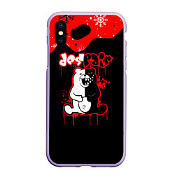 Чехол iPhone XS Max матовый Monokuma Снежинки, цвет: 3D-светло-сиреневый