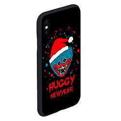 Чехол iPhone XS Max матовый Huggy New Year - Poppy Playtime новогодний Хагги В, цвет: 3D-черный — фото 2