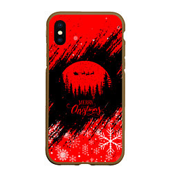 Чехол iPhone XS Max матовый Merry Christmas - Новогодний шар, цвет: 3D-коричневый