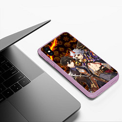 Чехол iPhone XS Max матовый ЧЖУН ЛИ И ИТТО АРАТАКИ ГЕНШИН ИМПАКТ GENSHIN IMPAC, цвет: 3D-сиреневый — фото 2