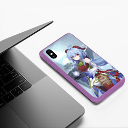 Чехол iPhone XS Max матовый Новогодняя Гань Юй, цвет: 3D-фиолетовый — фото 2