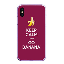 Чехол iPhone XS Max матовый Keep calm and go banana, цвет: 3D-сиреневый