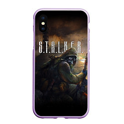 Чехол iPhone XS Max матовый СТАЛКЕР ТЕНИ ЧЕРНОБЫЛЯ, ЧАЭС STALKER, цвет: 3D-сиреневый