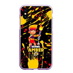 Чехол iPhone XS Max матовый BRAWL STARS AMBER С ФАКЕЛОМ, цвет: 3D-сиреневый