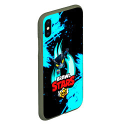 Чехол iPhone XS Max матовый BRAWL STARS ЛЕТЯЩИЙ MECHA CROW, цвет: 3D-темно-зеленый — фото 2