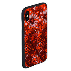 Чехол iPhone XS Max матовый Красные цветы абстракция, цвет: 3D-черный — фото 2