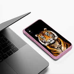 Чехол iPhone XS Max матовый Пушистый Тигр Во Тьме Символ 2022 года, цвет: 3D-розовый — фото 2