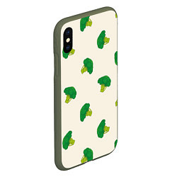Чехол iPhone XS Max матовый Брокколи паттерн, цвет: 3D-темно-зеленый — фото 2