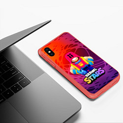 Чехол iPhone XS Max матовый GROM ИЗ ИГРЫ BRAWL STARS, цвет: 3D-красный — фото 2