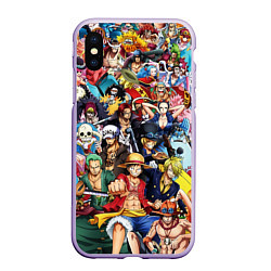 Чехол iPhone XS Max матовый ВСЕ ГЕРОИ АНИМЕ ВАН ПИС ALL HEROES ONE PIECE, цвет: 3D-светло-сиреневый