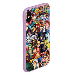 Чехол iPhone XS Max матовый ВСЕ ГЕРОИ АНИМЕ ВАН ПИС ALL HEROES ONE PIECE, цвет: 3D-сиреневый — фото 2