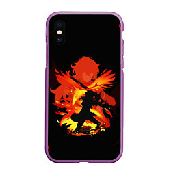 Чехол iPhone XS Max матовый DILUC FIRE GENSHIN IMPACT НА СПИНЕ, цвет: 3D-фиолетовый