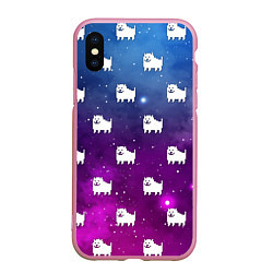 Чехол iPhone XS Max матовый UNDERTALE DOGS PATTERN SPACE, цвет: 3D-розовый