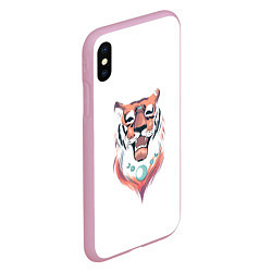 Чехол iPhone XS Max матовый Веселый тигренок :, цвет: 3D-розовый — фото 2