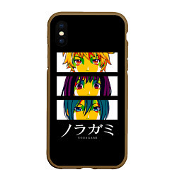 Чехол iPhone XS Max матовый Юкине, Ики и Ято - Noragami, цвет: 3D-коричневый