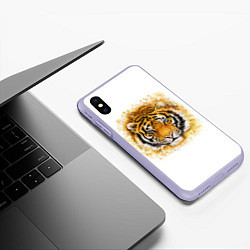 Чехол iPhone XS Max матовый Дикий Тигр Wild Tiger, цвет: 3D-светло-сиреневый — фото 2