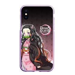 Чехол iPhone XS Max матовый НЕЗУКО NEZUKO SLAYER, цвет: 3D-сиреневый