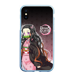 Чехол iPhone XS Max матовый НЕЗУКО NEZUKO SLAYER, цвет: 3D-голубой