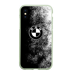 Чехол iPhone XS Max матовый BMW ЧБ Логотип, цвет: 3D-салатовый
