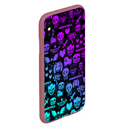 Чехол iPhone XS Max матовый UNDERTALE NEON PATTERN УЗОР, цвет: 3D-малиновый — фото 2